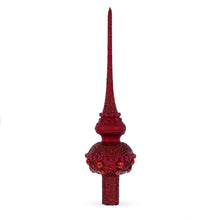 Load image into Gallery viewer, Dimensional Red Jewels Chandelier on Red Glass Christmas Tree Topper 11 Inches