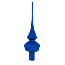 Load image into Gallery viewer, Dimensional Blue Jewels Chandelier on Red Glass Christmas Tree Topper 11 Inches