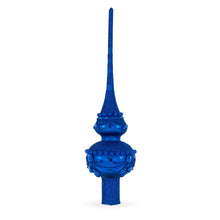 Load image into Gallery viewer, Dimensional Blue Jewels Chandelier on Red Glass Christmas Tree Topper 11 Inches
