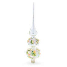 Load image into Gallery viewer, Pink and White Roses Bouquet on Double Ball Glass Christmas Tree Topper 12.5 Inches