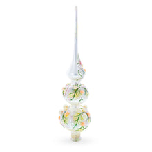 Load image into Gallery viewer, Pink and White Roses Bouquet on Double Ball Glass Christmas Tree Topper 12.5 Inches