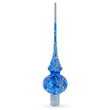 Load image into Gallery viewer, Blue Paisley Mouth Glass Christmas Tree Topper 11 Inches