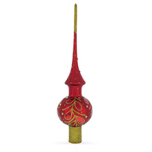 Load image into Gallery viewer, Red Paisley Glass Christmas Tree Topper 11 Inches