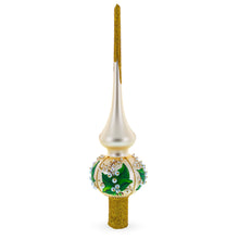 Load image into Gallery viewer, Lily of the Valley Flowers on Beige Glass Christmas Tree Topper 11 Inches