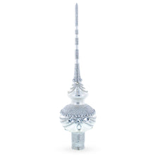 Load image into Gallery viewer, Dimensional White Jewels on White Glass Christmas Tree Topper 11 Inches