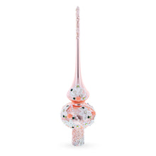 Load image into Gallery viewer, Pink Flowers on Metallic Rose Pink Glass Christmas Tree Topper 11 Inches