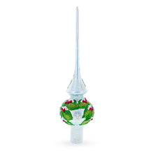 Load image into Gallery viewer, Dimensional Red Berries with Leaves on White Glass Christmas Tree Topper 11 Inches
