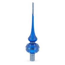 Load image into Gallery viewer, Silver Web on Blue Glass Tree Topper