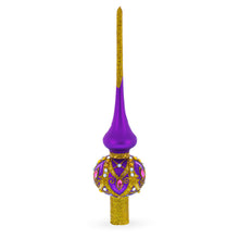 Load image into Gallery viewer, Gold and White Jewels on Purple Glass Tree Topper