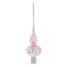 Load image into Gallery viewer, Silver Swirls on Metallic Rose Pink Glass Tree Topper