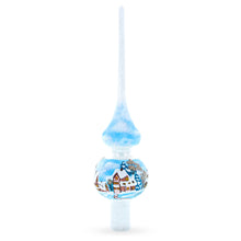 Load image into Gallery viewer, Winter Wonderland Scene with Sparkling Snow Glass Christmas Tree Topper 11 Inches