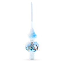 Load image into Gallery viewer, Winter Wonderland Scene with Sparkling Snow Glass Christmas Tree Topper 11 Inches