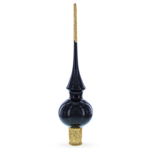 Load image into Gallery viewer, Glossy Black Glass Christmas Tree Topper 11 Inches