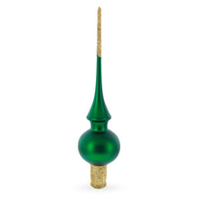 Load image into Gallery viewer, Solid Green with Sparkling Top Glass Christmas Tree Topper 11 Inches