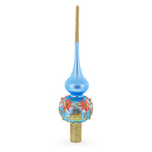 Load image into Gallery viewer, Exquisite Blue and Gold Floral Glass Tree Topper