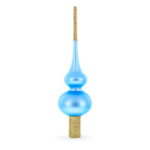 Load image into Gallery viewer, Blue with Sparkling Top Glass Christmas Tree Topper 11 Inches