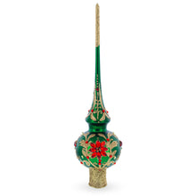 Load image into Gallery viewer, Regal Emerald &amp; Red Glass Christmas Tree Topper 11 Inches