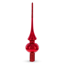 Load image into Gallery viewer, Glossy Red with Sparkling Top Glass Christmas Tree Topper 11 Inches