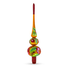 Load image into Gallery viewer, Peaches on Gold Glass Christmas Tree Topper 12.5 Inches