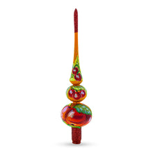 Load image into Gallery viewer, Peaches on Gold Glass Christmas Tree Topper 12.5 Inches