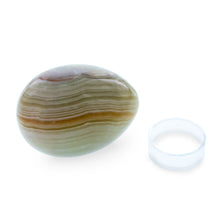 Load image into Gallery viewer, Two Tones Polished Marble Stone Egg with Plastic Stand 3 Inches