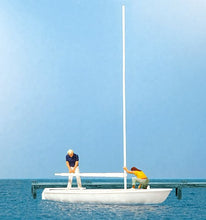 Load image into Gallery viewer, Preiser 10680 HO Scale Korsar Sailboat w/Sailors Unrigging the Sails
