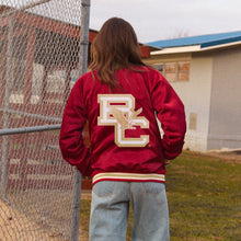 Load image into Gallery viewer, Boston College Satin Letterman Bomber Jacket