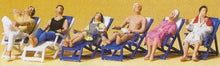 Load image into Gallery viewer, Preiser 10437 HO Scale -- Seated People on Folding Deck Chairs