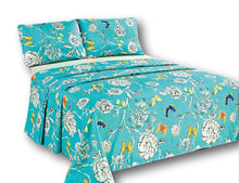 Load image into Gallery viewer, Tache Cotton Butterfly Wonderland Aqua Floral Flat Sheet (2142FLT)