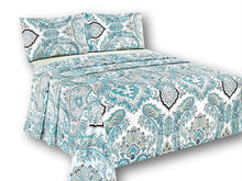 Load image into Gallery viewer, Tache Cotton Frozen Forest Blue Paisley Flat Sheet (2172FLT)