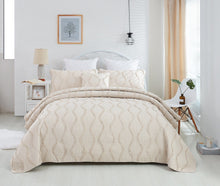 Load image into Gallery viewer, DaDa Bedding Soft Charming French Country Ruffles Quilted Cotton Bedspread Set - Ivory Cream Tan (JHW873)