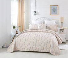 Load image into Gallery viewer, DaDa Bedding Soft Charming French Country Ruffles Quilted Cotton Bedspread Set - Ivory Cream Tan (JHW873)