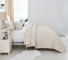 Load image into Gallery viewer, DaDa Bedding Soft Charming French Country Ruffles Quilted Cotton Bedspread Set - Ivory Cream Tan (JHW873)