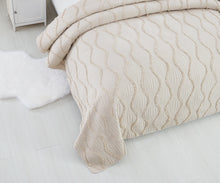 Load image into Gallery viewer, DaDa Bedding Soft Charming French Country Ruffles Quilted Cotton Bedspread Set - Ivory Cream Tan (JHW873)