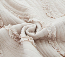 Load image into Gallery viewer, DaDa Bedding Soft Charming French Country Ruffles Quilted Cotton Bedspread Set - Ivory Cream Tan (JHW873)