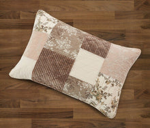 Load image into Gallery viewer, DaDa Bedding Dusty Rose Taupe Beige Brown Floral Cottage Patchwork Quilted Bedspread Set (JHW-866)