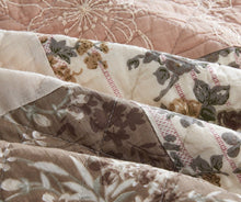 Load image into Gallery viewer, DaDa Bedding Dusty Rose Taupe Beige Brown Floral Cottage Patchwork Quilted Bedspread Set (JHW-866)