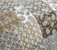 Load image into Gallery viewer, DaDa Bedding Bohemian Olive Brown Moroccan Paisley Floral Filigree Patchwork Cotton Bedspread Set (JHW-885)