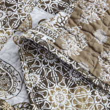 Load image into Gallery viewer, DaDa Bedding Bohemian Olive Brown Moroccan Paisley Floral Filigree Patchwork Cotton Bedspread Set (JHW-885)