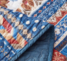 Load image into Gallery viewer, DaDa Bedding Bohemian Vibes Mediterranean Blue Floral Patchwork Quilted Bedspread Set  (JHW878)