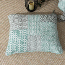 Load image into Gallery viewer, DaDa Bedding Contemporary Mint Green Grey Geometric Cotton Quilted Bedspread Set (JHW-804)