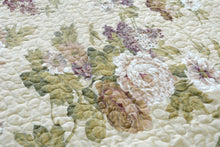 Load image into Gallery viewer, DaDa Bedding Vintage Cottage Rose Garden Floral Ivory Yellow Cotton Scalloped Quilted Bedspread Set (DXJ103478)