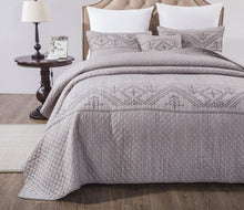 Load image into Gallery viewer, DaDa Bedding Whimsical Lavender Grey Cottage Soft Quilted Coverlet Bedspread Set (JHW866)