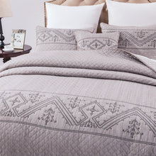 Load image into Gallery viewer, DaDa Bedding Whimsical Lavender Grey Cottage Soft Quilted Coverlet Bedspread Set (JHW866)