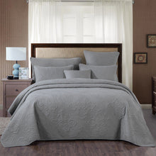 Load image into Gallery viewer, DaDa Bedding Floral Vintage Stone Wash Grey Matelassé Ash Silver Diamond Pattern Quilted Bedspread Set (JHW855)
