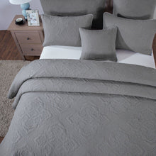Load image into Gallery viewer, DaDa Bedding Floral Vintage Stone Wash Grey Matelassé Ash Silver Diamond Pattern Quilted Bedspread Set (JHW855)