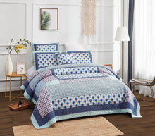Load image into Gallery viewer, DaDa Bedding Mediterranean Blue Mint Green Patchwork Quilted Bedspread Set (JHW-884)