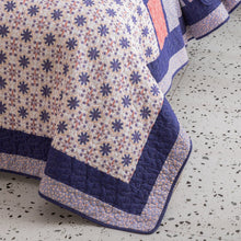 Load image into Gallery viewer, DaDa Bedding Peachy Pink Floral Blossoms Plum Purple Patchwork Quilted Bedspread Set - Designed in USA (JHW877)