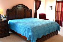 Load image into Gallery viewer, Tache Super Soft Blue Scalloped Coral Reef Quilted Fleece Bedspread Set (DXJ109013-2)
