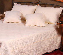 Load image into Gallery viewer, Tache Super Soft Cream Scalloped Good Vibration Quilted Fleece Bedspread Set (DXJ109041-3)